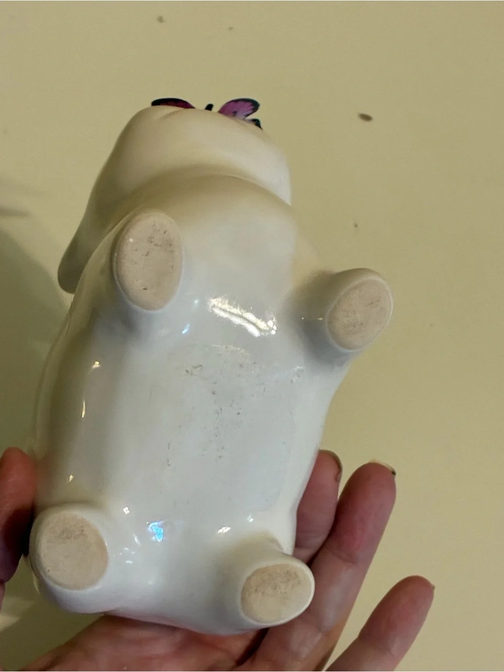 Spritz White Ceramic French Bulldog Vase with Pink Butterfly Accent
